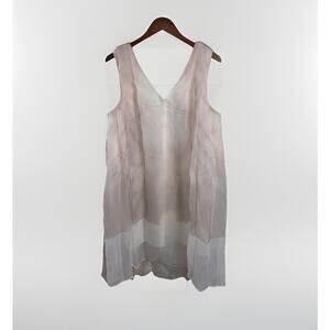 Making The Cut Graphical White Pink Sheer Overlay Modern Shift Dress Women Large